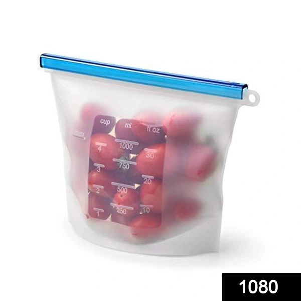 Shubh Luxmi 1080 Reusable Silicone Airtight Leakproof Food Storage Bag - 1 ltr
