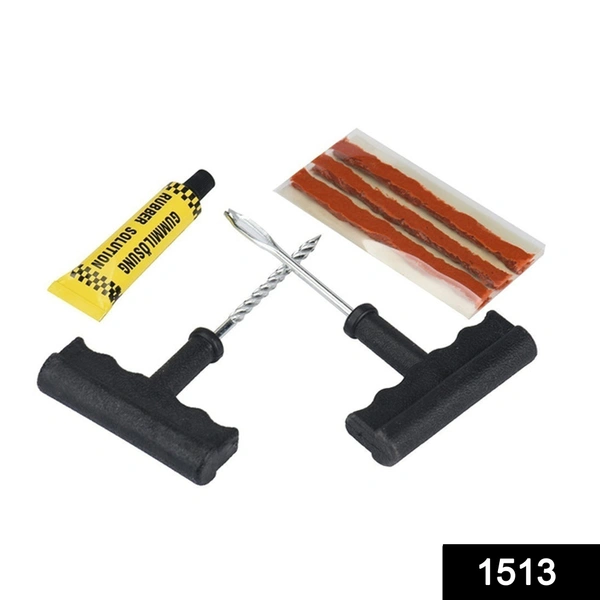 Shubh Luxmi 1513 Puncture Repair Kit Tubeless Tyre Full Set with Nose Pliers, Rubber Cement and Extra Strips for Cars, Bikes