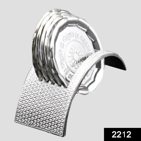 Shubh Luxmi 2212 Round Self Designed Table Tea Coaster Set - 5 Pcs