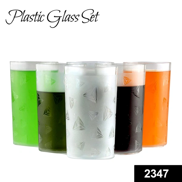 Shubh Luxmi 2347 Unbreakable Plastic Diamond Design Drinking Glass (Pack of 6) (Brown Box Pack)
