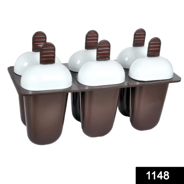 Shubh Luxmi 1148 Plastic Ice Candy Maker Kulfi Maker Moulds Set with 6 Cups (Multicolour)