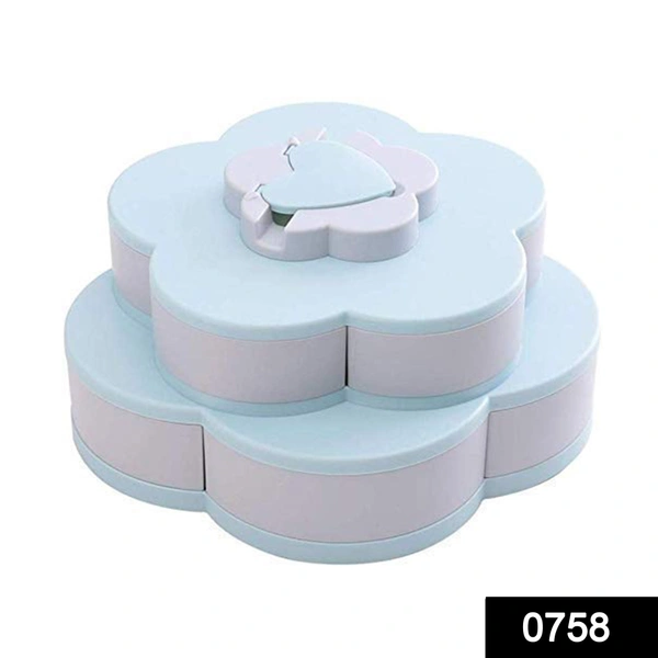 Shubh Luxmi 0758 Maitri Double Layer Rotary Storage Box Flower Design Wedding Snack 10 Grid Candy Box