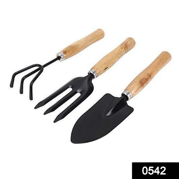 Shubh Luxmi 0542 Gardening Tools - Hand Cultivator, Big Trowel, Garden Fork (Set of 3)