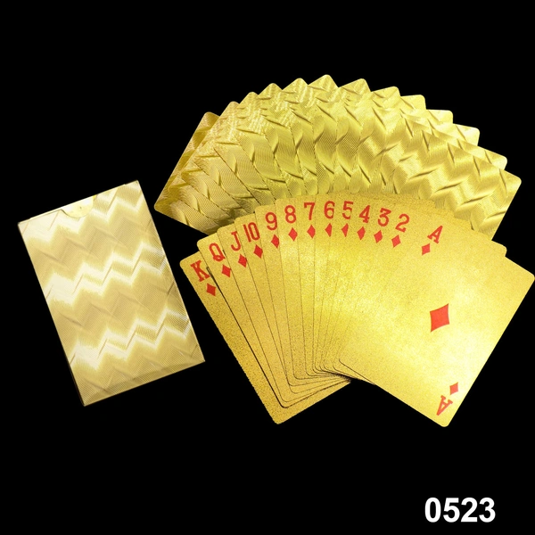 Shubh Luxmi 0523 Gold Plated Poker Playing Cards (Golden)