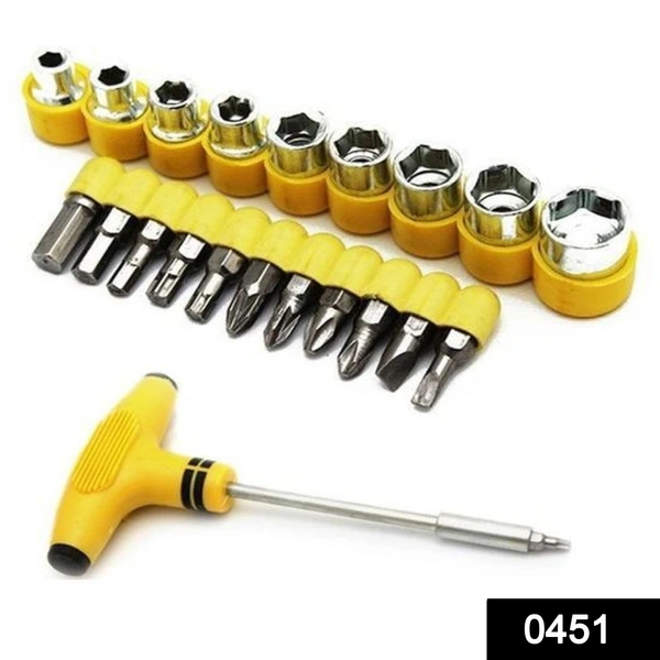 Shubh Luxmi 0451 -24pcs T shape screwdriver set Batch Head Ratchet Pawl Socket Spanner hand tools