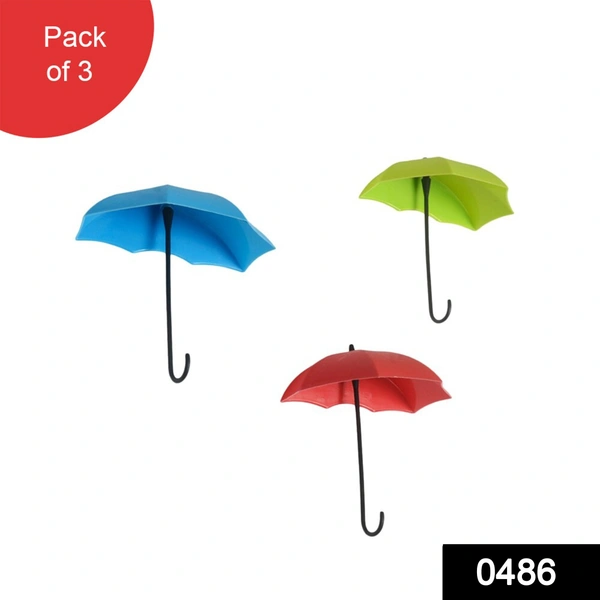 Shubh Luxmi 0486_3pcs/set Cute Umbrella Wall Mount Key Holder Wall Hook Hanger Organizer Durable Wall hooks bathroom kitchen Umbrella Wall Hook