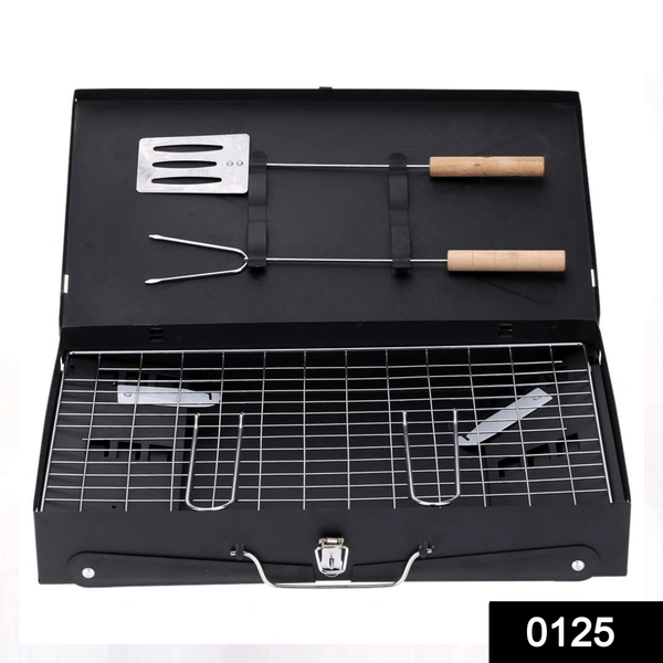 Shubh Luxmi 0125 Stainless Steel Briefcase Style Barbecue Grill Toaster (Medium, Black)