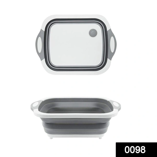 Shubh Luxmi 0098 Foldable Chopping Board, Dish Rack, Washing Bowl & Draining Basket, 3in1 Multi-Function