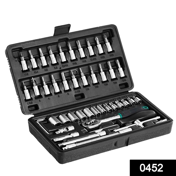 Shubh Luxmi 0452 -46pcsMetal 1/4" Socket Set (Black, 46pcs)
