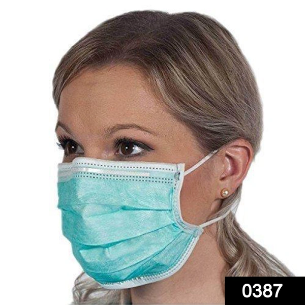 Shubh Luxmi 0387 Disposable Ear Loop Elastic 3 Layer Face Mask (Blue)