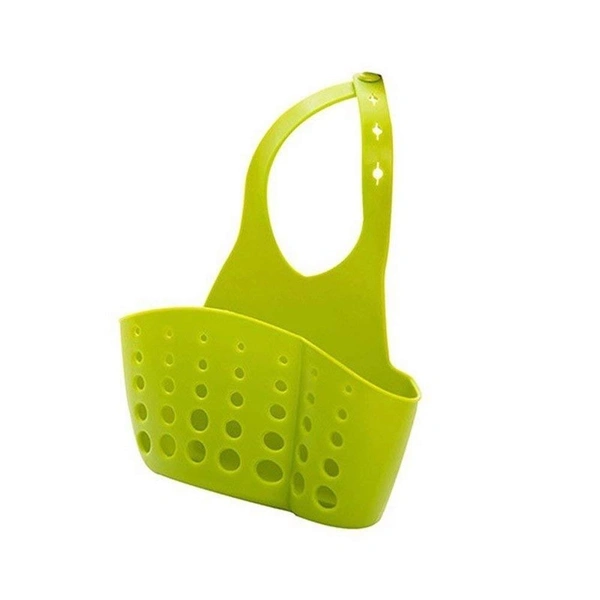 Shubh Luxmi 0762 Adjustable Kitchen Bathroom Water Drainage Plastic Basket/Bag with Faucet Sink Caddy