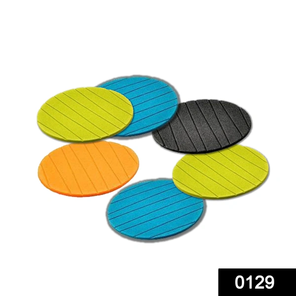 Shubh Luxmi 0129 6 pcs Useful Round Shape Plain Silicone Cup Mat Coaster Drinking Tea Coffee Mug Wine Mat for Home