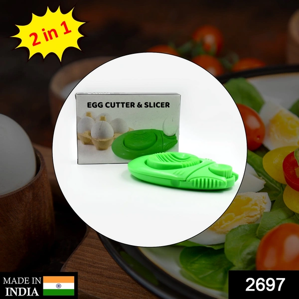 Shubh Luxmi 2697 2 in 1 Egg Opener Cutter used in all kinds of household and official places specially, for cutting and slicing of eggs etc. - multi coloured, 116