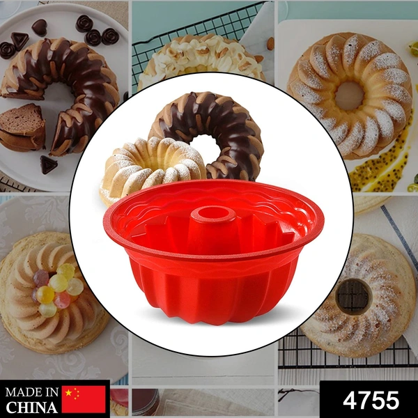 Shubh Luxmi 4755 Nonstick Silicone Cake Pan, Nonstick Fluted Cake Mould - multi coloured, 1690