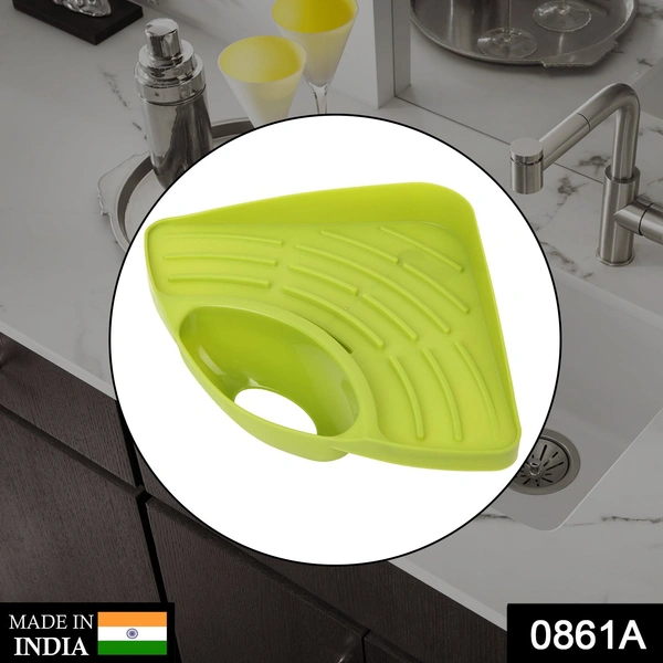 Shubh Luxmi 0861A Sink Strainer Basket Corner Kitchen Triangular Multi functional Drain Shelf - multi coloured, 550