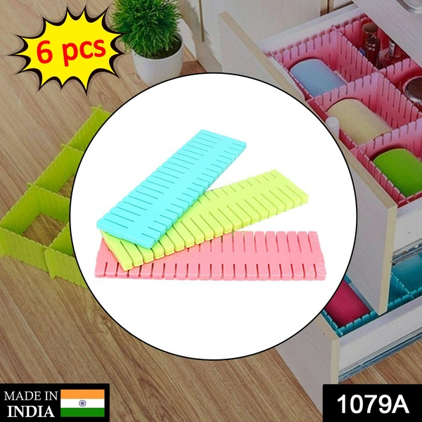 Shubh Luxmi 1079A Adjustable Drawer Organizer and Kitchen Board Divider (Pack of 6Pcs) - multi coloured, 197