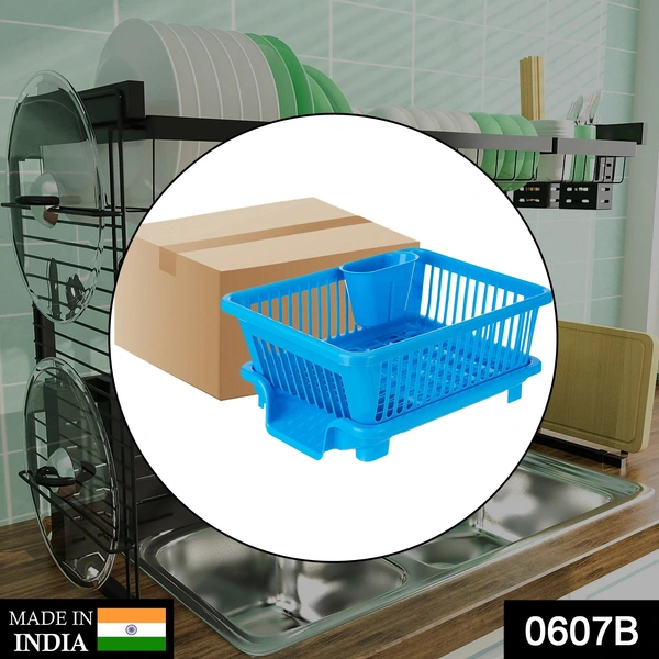 Shubh Luxmi 0607B Plastic Sink Dish Drainer Drying Rack (With Brown Box) - multi coloured, 4762