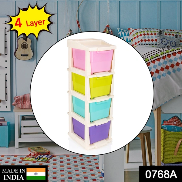 Shubh Luxmi 0768A 4 Layer Multi-Purpose Modular Drawer Storage System - multi coloured, 7527