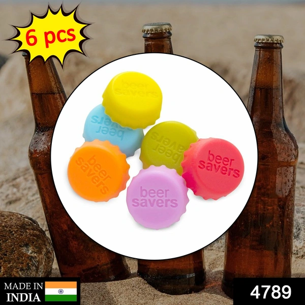 Shubh Luxmi 4789 Beer Savers Caps 6Pc used in soda and cold-drink bottles for covering bottle mouth. - multi coloured, 70
