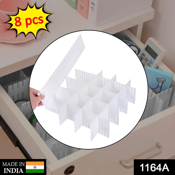 Shubh Luxmi 1164A Adjustable Drawer Dividers Organiser Separator 8 Pcs - multi coloured, 260
