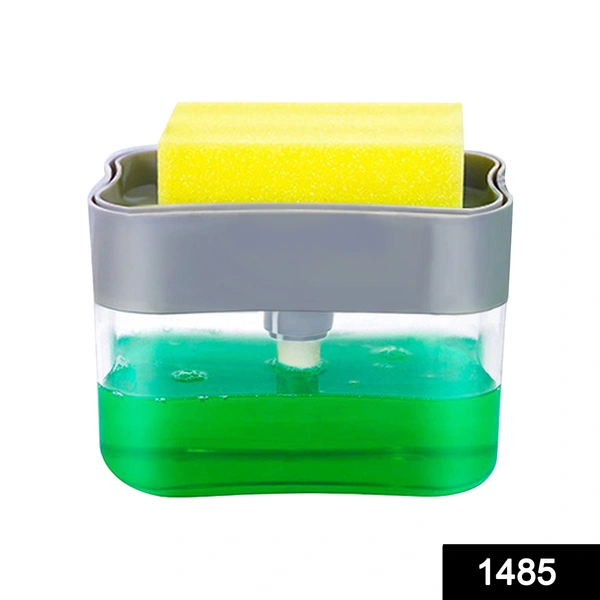 Shubh Luxmi 1485 Liquid Soap Dispenser on Countertop with Sponge Holder For Pet - multi coloured, 400