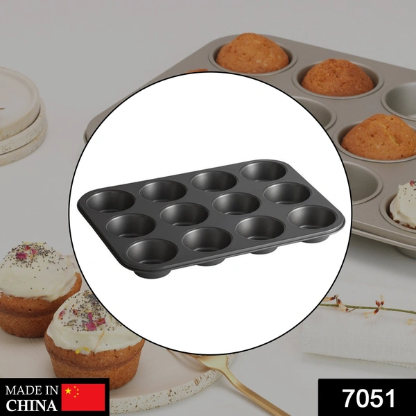 Shubh Luxmi 7051 Nonstick Aluminium Muffin Tray Cupcake Pan Tray (12 Cup Cavities) - multi coloured, 831