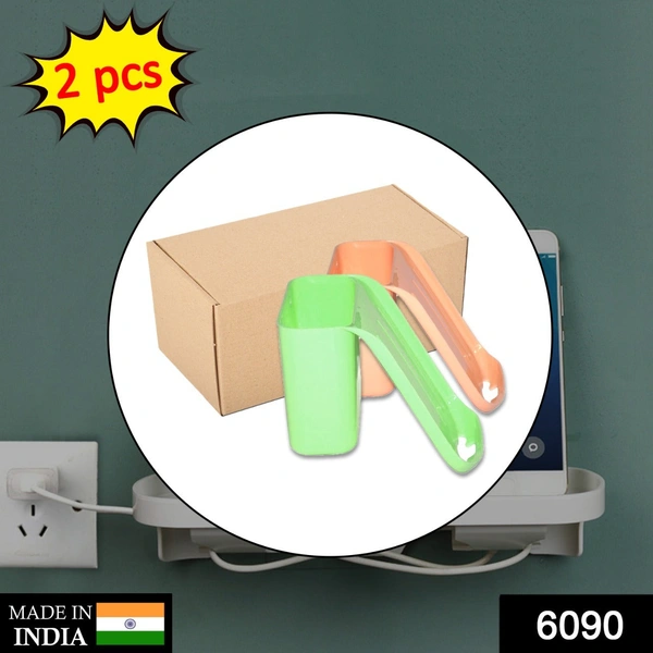 Shubh Luxmi 6090 Multipurpose Mobile Plastic Stand Wall Mounted (Pack of 2Pcs) - multi coloured, 430
