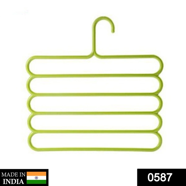 Shubh Luxmi 0587 5 in 1 Multipurpose Plastic Hanger, Assorted (5-Layer) - multi coloured, 143