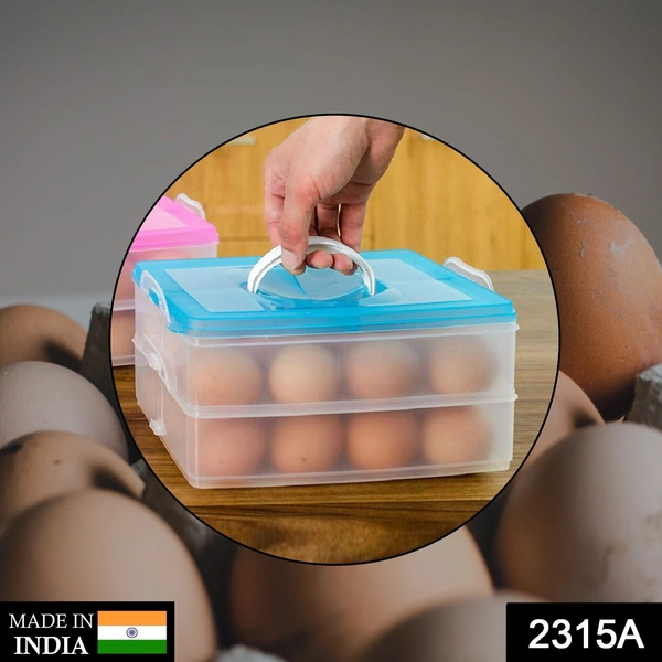 Shubh Luxmi 2315A Double Layer 24 Grid Egg Storage Box for Egg Storage Container - multi coloured, 893