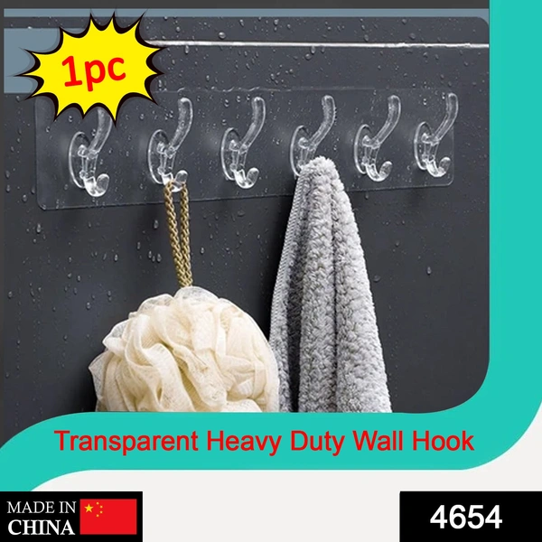Shubh Luxmi 4654 Adhesive Transparent Heavy Duty Wall Hook - multi coloured, 500