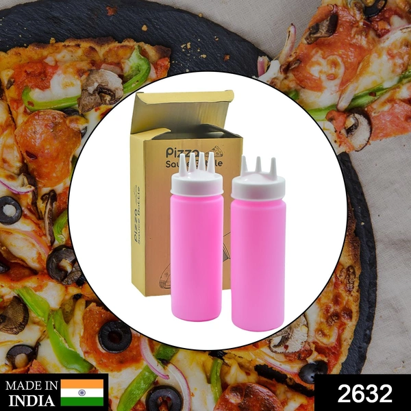 Shubh Luxmi 2632 Plastic Bottles with 3 Nozzel for Sauce, Mayonnaise, Chocolate Syrup (Pack of 2Pc) - multi coloured, 306