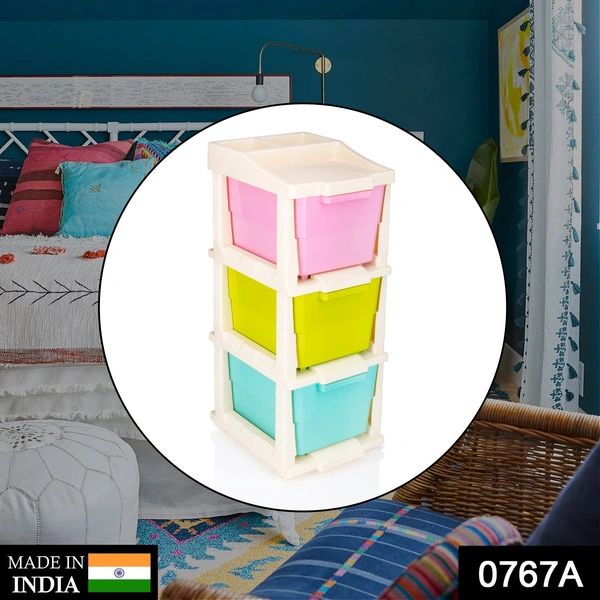 Shubh Luxmi 0767A 3 Layer Multi-Purpose Modular Drawer Storage System - multi coloured, 6448