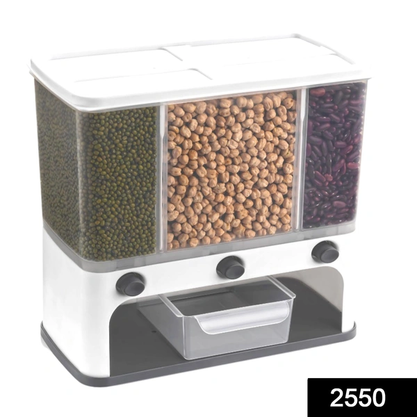 Shubh Luxmi 2550 Easy Flow Cereal Dispenser for Kitchen 3 in 1 Push Button Wall Mount Container - multi coloured, 3170