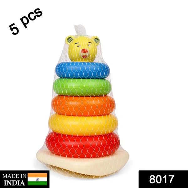 Shubh Luxmi 8017 Plastic Baby Kids Teddy Stacking Ring Jumbo Stack Up Educational Toy 5pc - multi coloured, 701