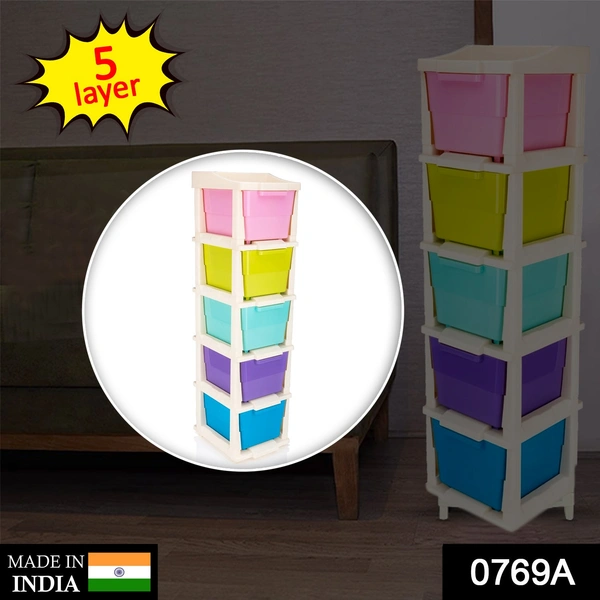 Shubh Luxmi 0769A 5 Layer Multi-Purpose Modular Drawer Storage System - multi coloured, 8268