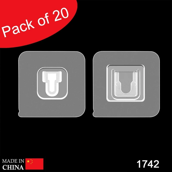 Shubh Luxmi 1742 Magic Adhesive Plastic Wall Hooks Heavy Duty Hooks (Pack of 20) - multi coloured, 205