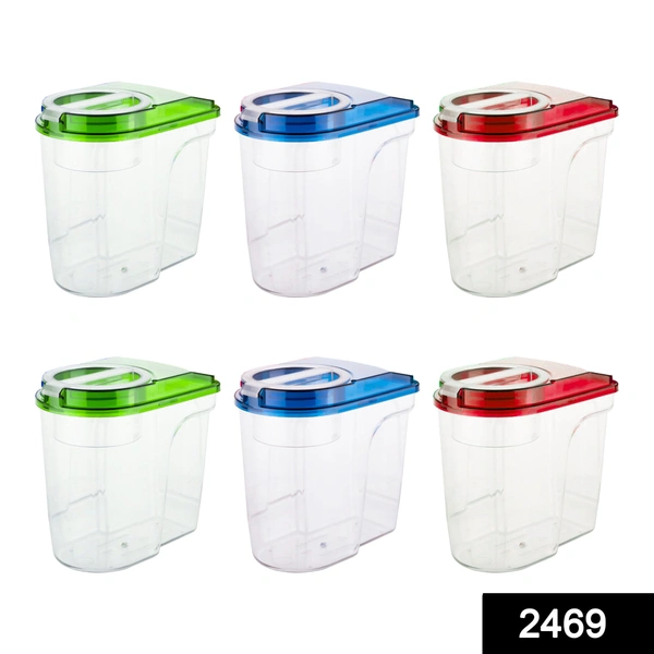 Shubh Luxmi 2469 Plastic Storage container Set with Opening Mouth 1500ml (Pack of 6) - multi coloured, 4910