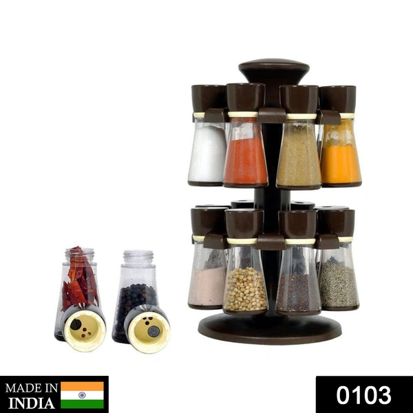 Shubh Luxmi 0103 Revolving Plastic Spice Rack  (16 Pcs) - multi coloured, 2238