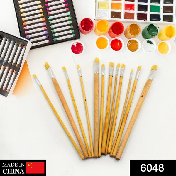 Shubh Luxmi 6048 Brown Art Brush Set for Artists (Pack of 12) - multi coloured, 234