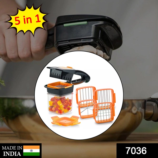 Shubh Luxmi 7036 B Grade Vegetable Dicer Multi Chopper Set 5 in 1 Cutting Blades - multi coloured, 710