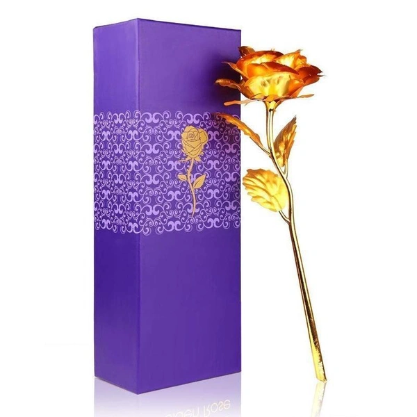 Shubh Luxmi 0879 24K Artificial Golden Rose/Gold Red Rose with Gift Box (10 inches) - multi coloured, 140