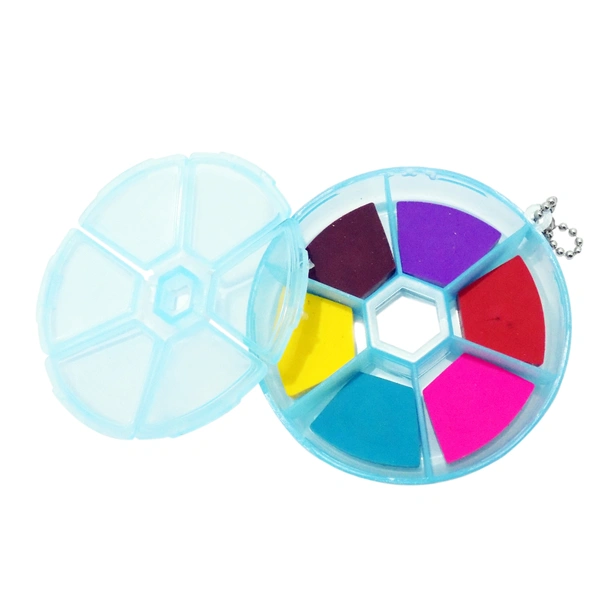 Shubh Luxmi 1081 Round 6 in 1 Eraser Box with Sticker - multi coloured, 51