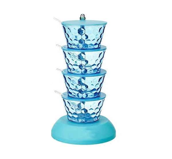 Shubh Luxmi 2141 4 in 1 Multipurpose 360 Degree Rotating Pickle Rack Container for Kitchen - multi coloured, 845