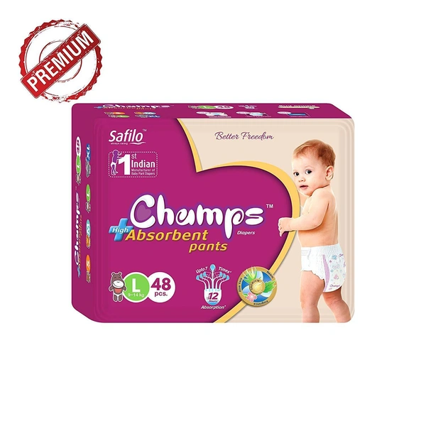 Shubh Luxmi 0955 Premium Champs High Absorbent Pant Style Diaper Large Size, 48 Pieces(955_Large_48) - multi coloured, 2333