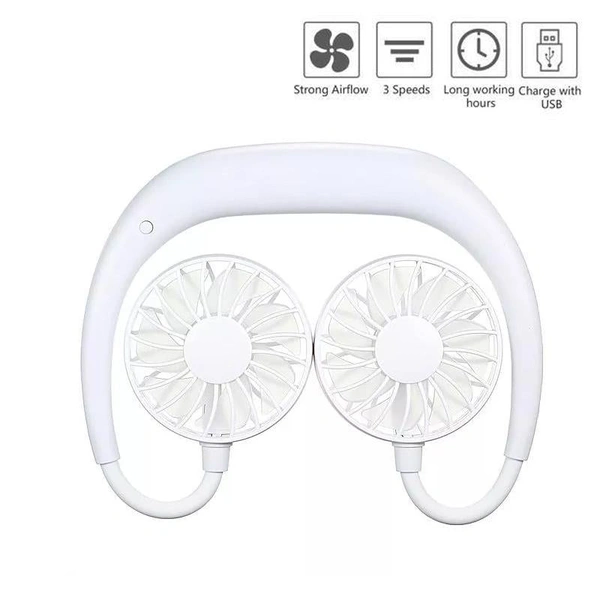 Shubh Luxmi 0875 Portable USB Battery Rechargeable Mini Fan - Headphone Design Wearable Neckband Fan - multi coloured, 210