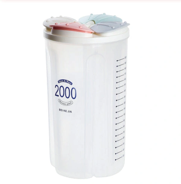Shubh Luxmi 0766 Kitchen Storage - Transparent Sealed Cans/Jars/Storage Box 4 Section (2000ml) - multi coloured, 974