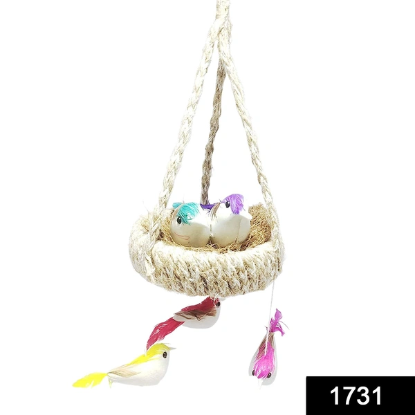 Shubh Luxmi 1731 Artificial Jute Hanging Birds Nest Jhumar Chidiyan Ka Ghosla - multi coloured, 212