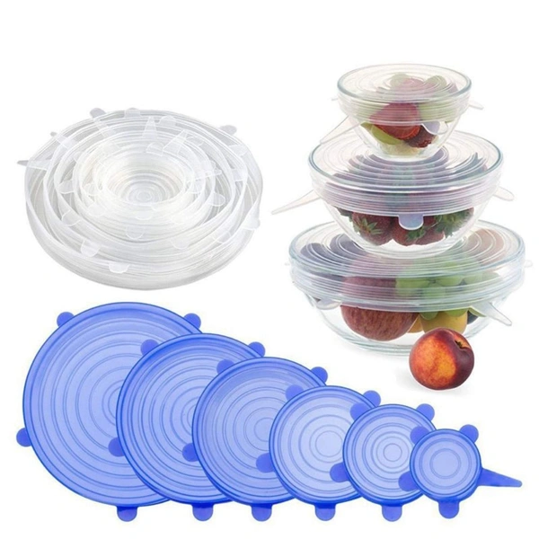 Shubh Luxmi 2118 Silicone Lid Set, Silicon lids for containers, Silicon Stretchable lids, Silicone lids and Cover - multi coloured, 259