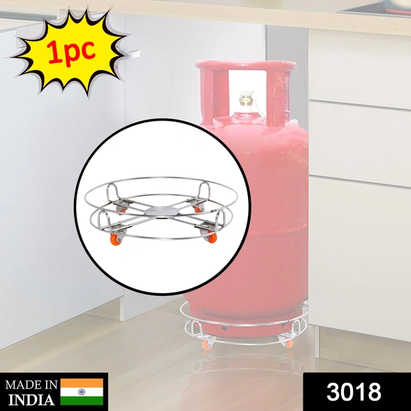 Shubh Luxmi 3018 Stainless Steel Gas Cylinder Trolley with Wheels LPG Cylinder Roller Stand Movable Trolley - multi coloured, 1568