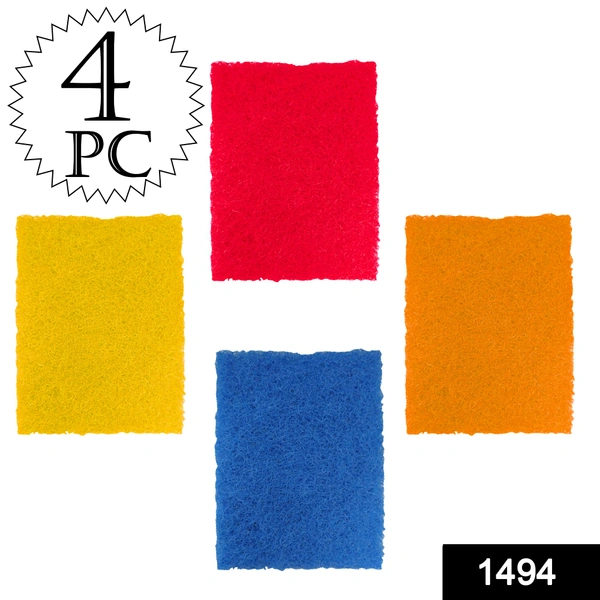 Shubh Luxmi 1494 Kitchen Scrubber Pads for Utensils/Tiles Cleaning (Pack of 4) - multi coloured, 106